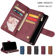 Luxury Leather Zipper Flip Wallet Case For Oppo Reno4 Pro/Reno 4 Pro CPH2089 Case Magnetic Mobile Retro Flip Card  Stand Cover