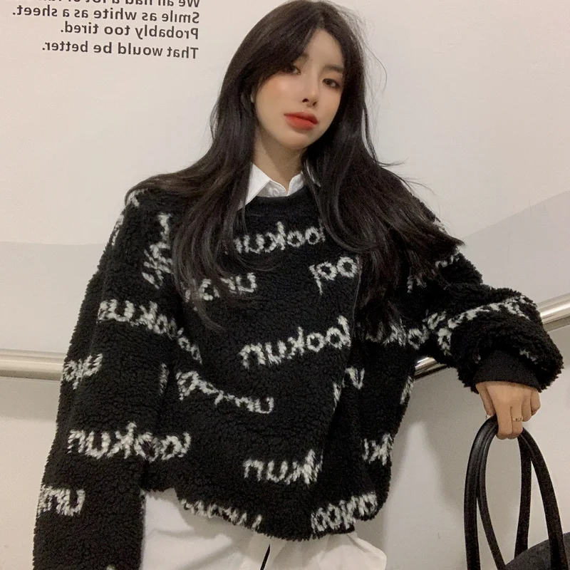 Женские толстовки из искусственного меха Woherb Повседневная Толстовка с круглым