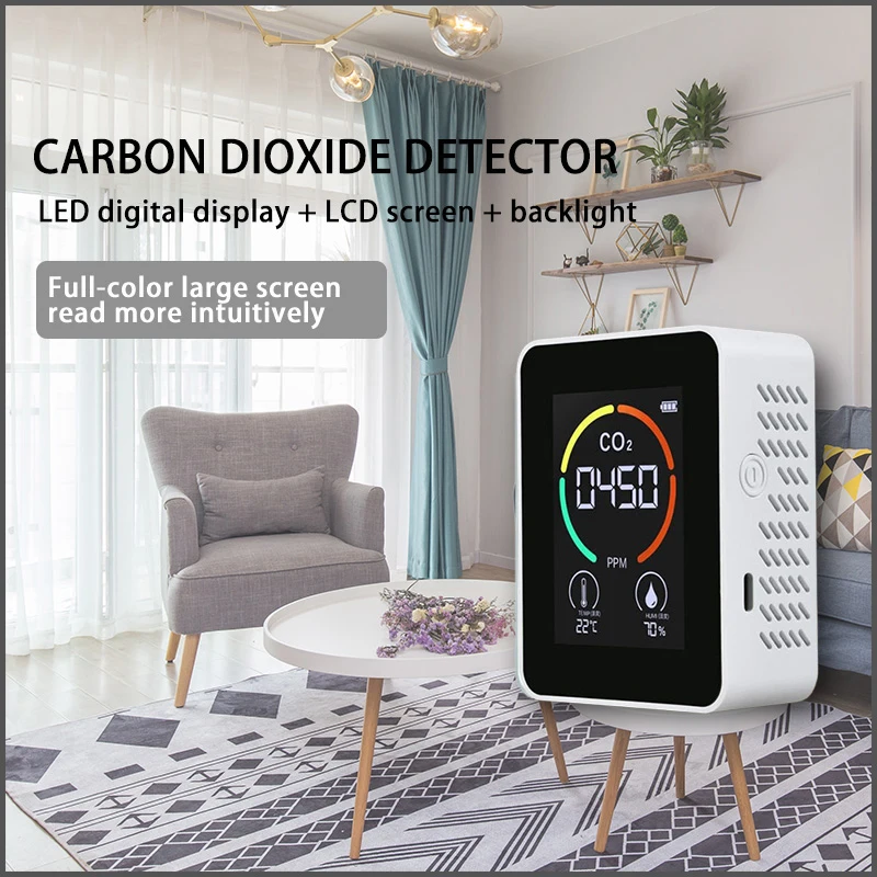 

Portable Co2 Meter Digital Temperature Humidity Sensor Tester Air Quality Monitor Carbon Dioxide Tvoc Formaldehyde Hcho Detector
