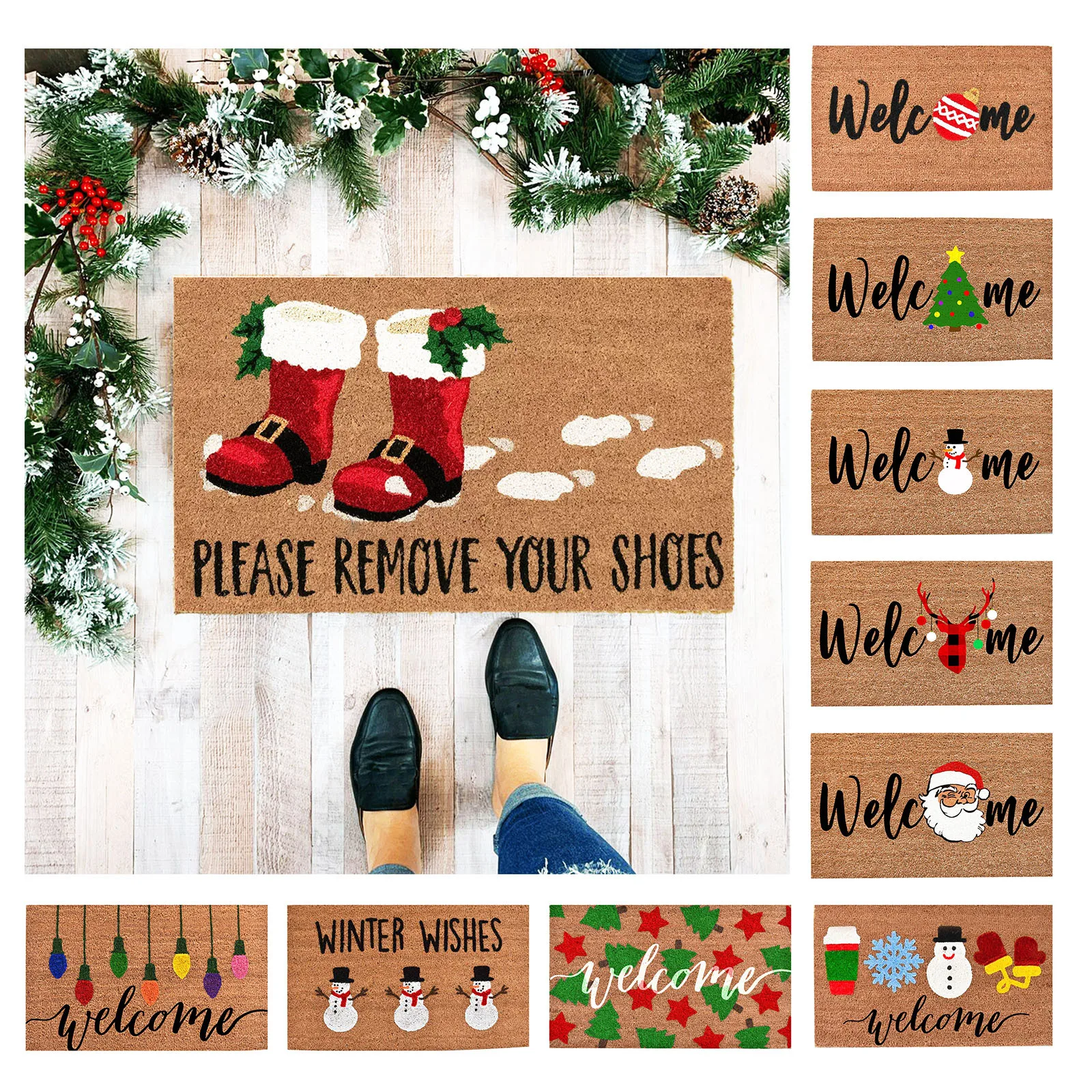 

Christmas Door Mat Outside Merry Christmas Doormat Welcome Mats For Front Door Rubber Non Slip Backing Doormat Indoor Outdoor
