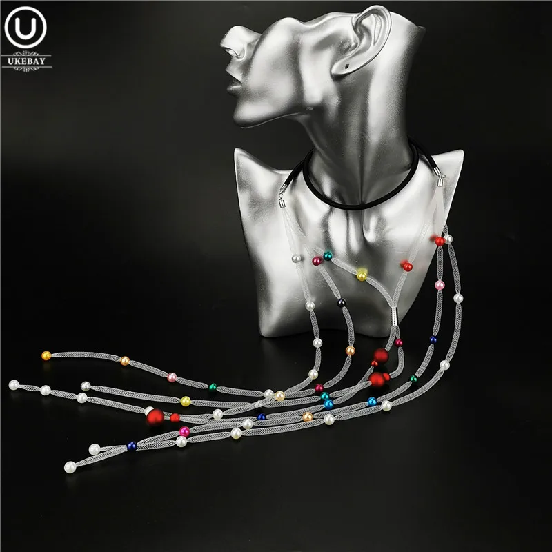 UKEBAY новые сетчатые ожерелья с кисточками жемчужные подвески ювелирные изделия