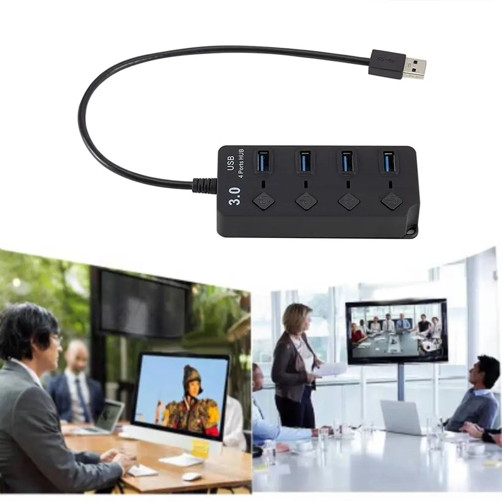 4 порта USB 3 0 концентратор 5 Гбит/с переключателем LED Мульти сплиттер адаптер для