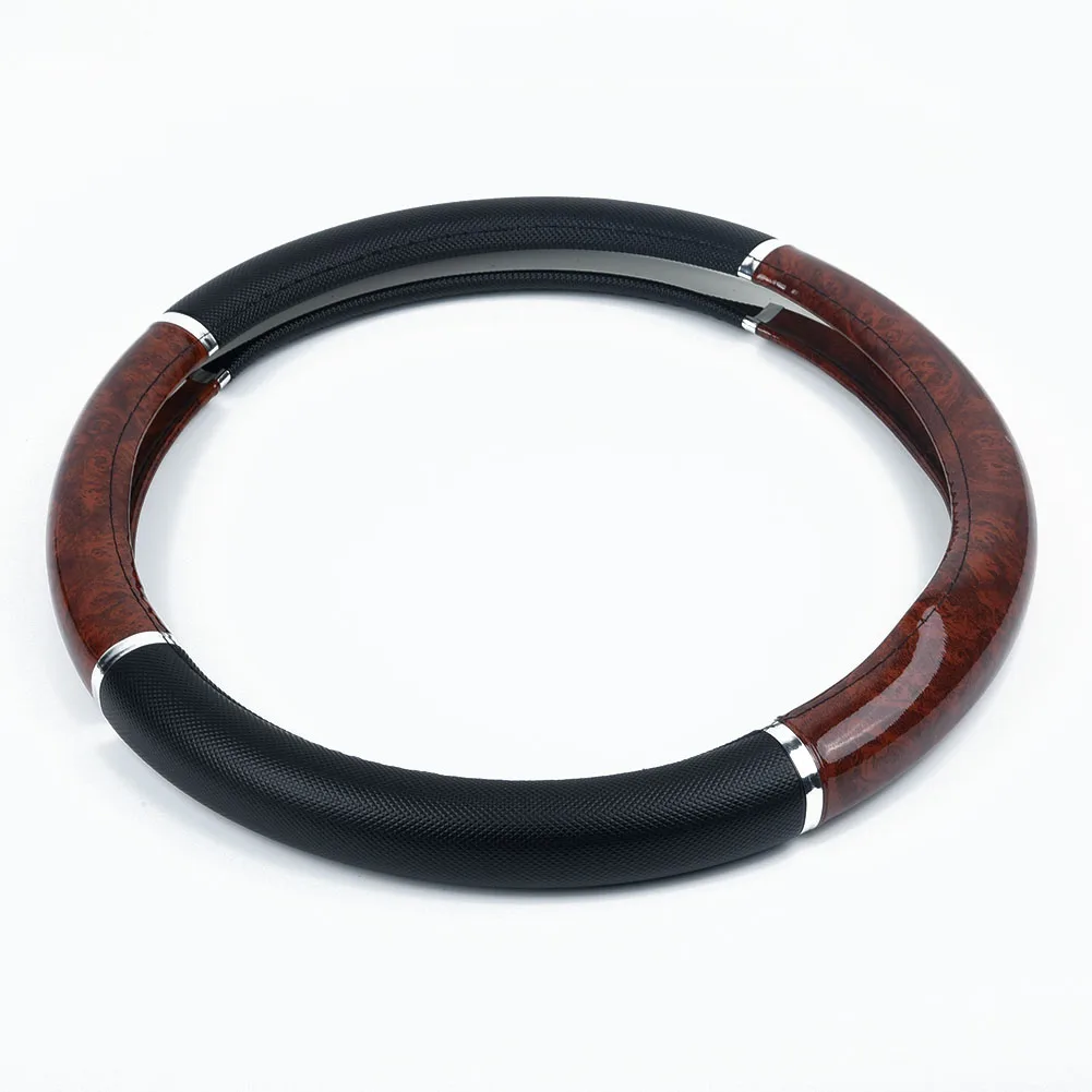

Anti-skid Car Mahogany Soft Leather Non-slip Durable 38cm 1pcs Steering Wheel Practical Replaces Stock Latest Useful Cover