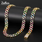 12 мм Для мужчин в стиле хип-хоп цепи Цепочки и ожерелья льдом Кубинский цепи ссылка Bling Цепочки и ожерелья цельным Pave с камнями CZ Майами Цепочки и ожерелья s для Для мужчин Для женщин Для мужчин