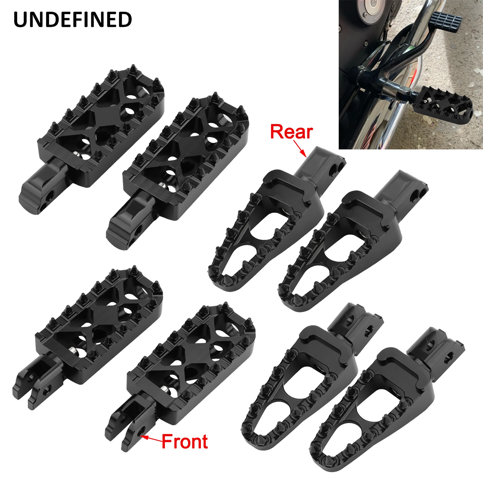 

Wide MX Foot Pegs Motorcycle Footpegs Driver Black Spike Footrest For Harley Softail FatBoy Breakout Street Bob FXBB 18-2022