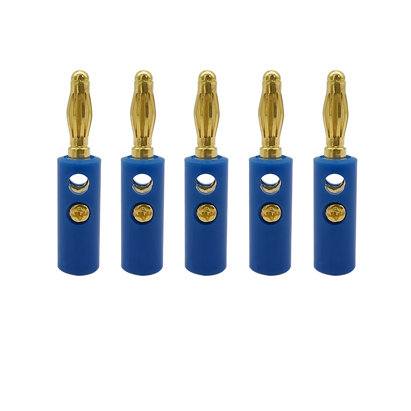 Синий 4 мм банан штекер адаптер позолоченный аудио динамик винт провода