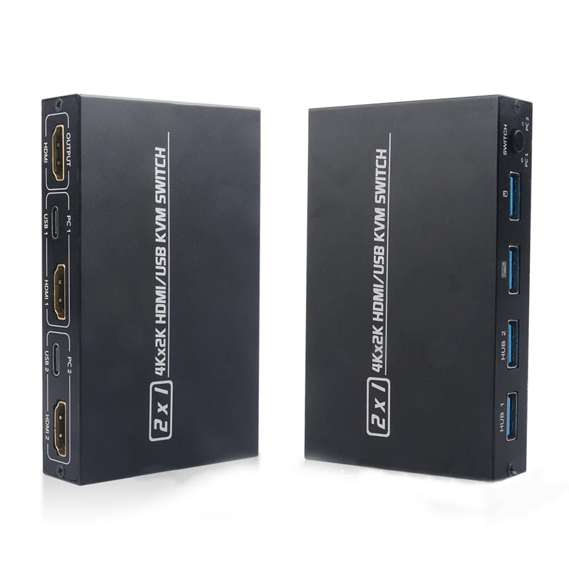 

2X1 4Kx2K HDMI/USB KVM Switch,2-Port USB Keyboard,Mouse and Printer Sharing 4K@30HZ HDMI KVM Switch 2 Into 1