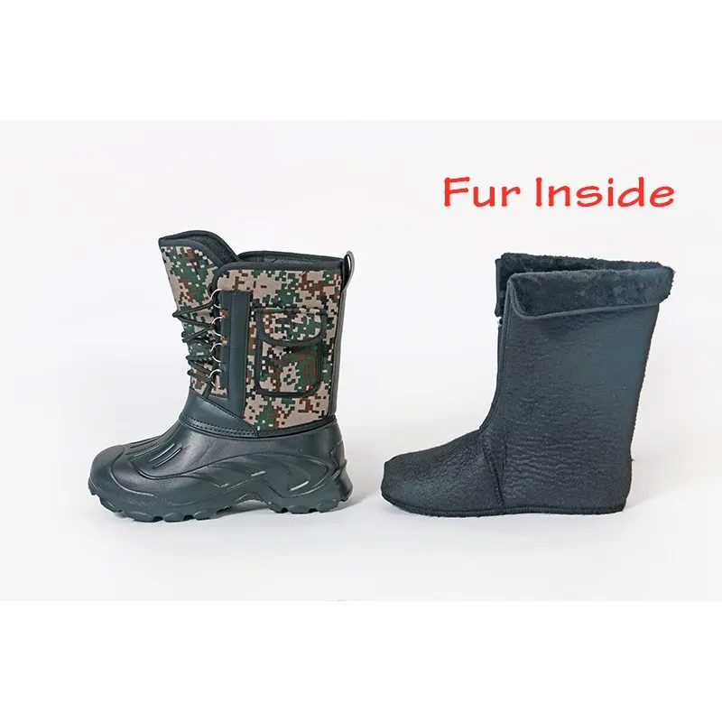

2020 Men's Winter Boots Fur Inside Warm Camouflage Shoes High-top Snow Boots Plus Size 40-46 Waterproof Non-slip Winter shoes