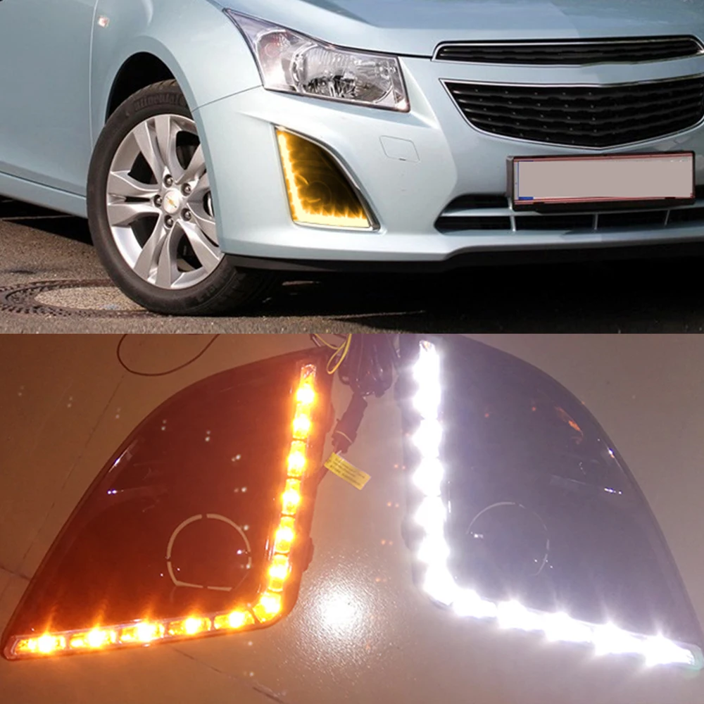 Автомобильные мигающие drl 2 шт. для Chevrolet Chevy Cruze 2013 2014 2015 DRL с отверстием