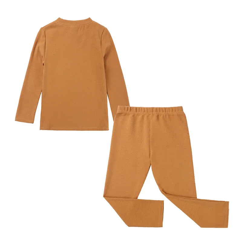 Модная детская пижама для девочек одежда сна однотонный детский пижамный