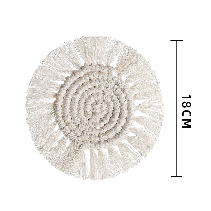 Handwoven Macrame Coasters Northern Europe Cotton Rope Braided Placemats Cup Pad Table Decor Heat Resistant Mat | Дом и сад