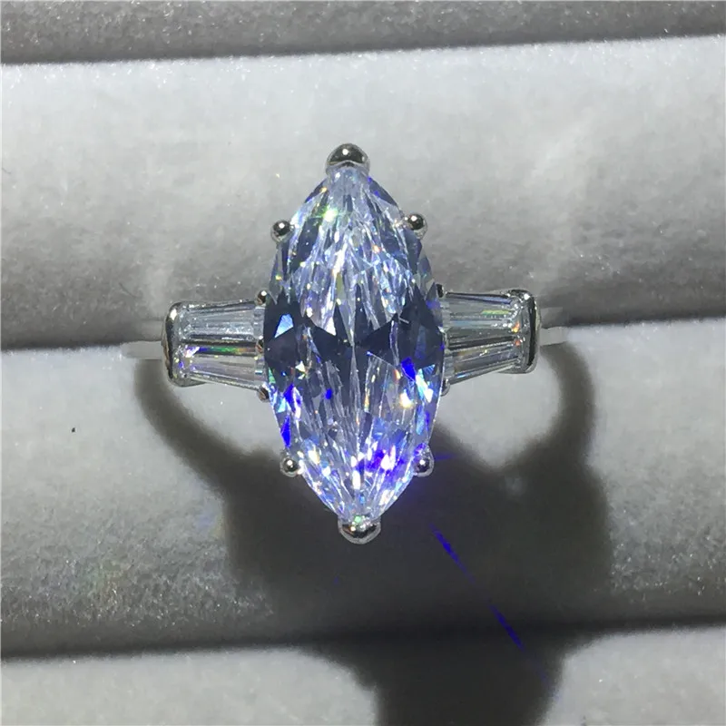 Marquise cut Choucong, массивное кольцо, различные режущие AAAAA cz 925 пробы, серебряные обручальные кольца для мужчин и женщин, ювелирные изделия - Цвет основного камня: Marquise cut