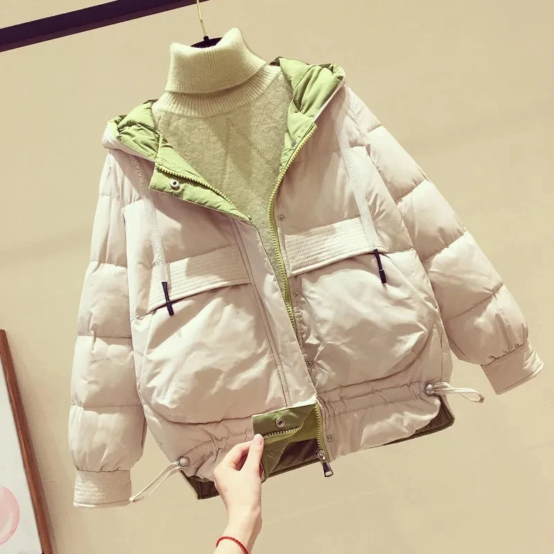 Winter Padded Jacket Women 2021 New Korean Style Short Loose Padded Jacket Hooded Bread Jacket Coat Winter Loose Commuting