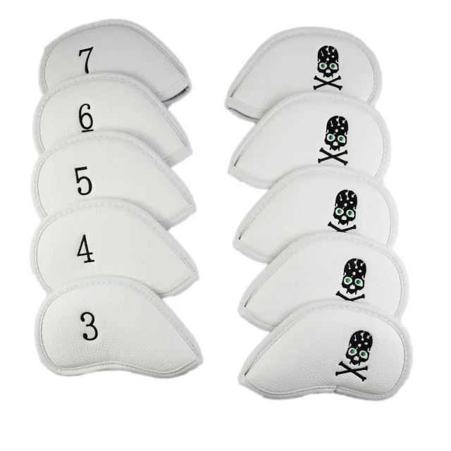 10pcs white NRC железные головные уборы для гольфа, изысканные полиуретановые толстые чехлы из искусственной кожи для клюшек для гольфа, железные головные уборы, аксессуары - Цвет: 10pcs white