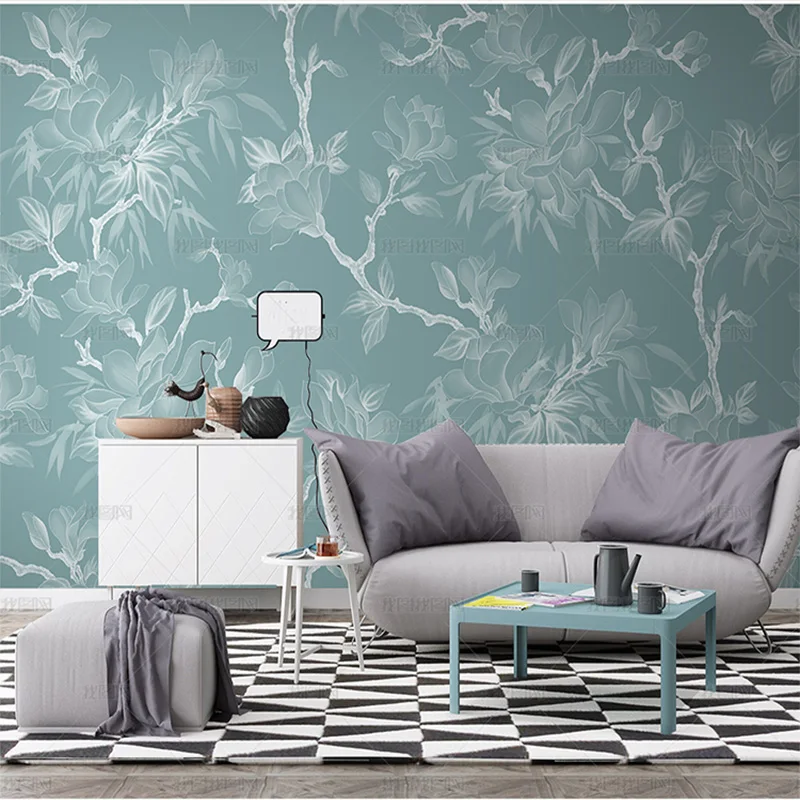 Новые свежие обои 3D в китайском стиле с цветами магнолии маленькие простые для