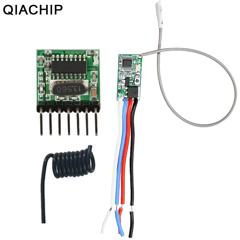 

Универсальный пульт дистанционного управления QIACHIP, 12 В, 24 В постоянного тока, светодиодный переключатель, 433 МГц, радиочастотный приемник, модуль + 4-канальная радиочастотная передатчик, антенна