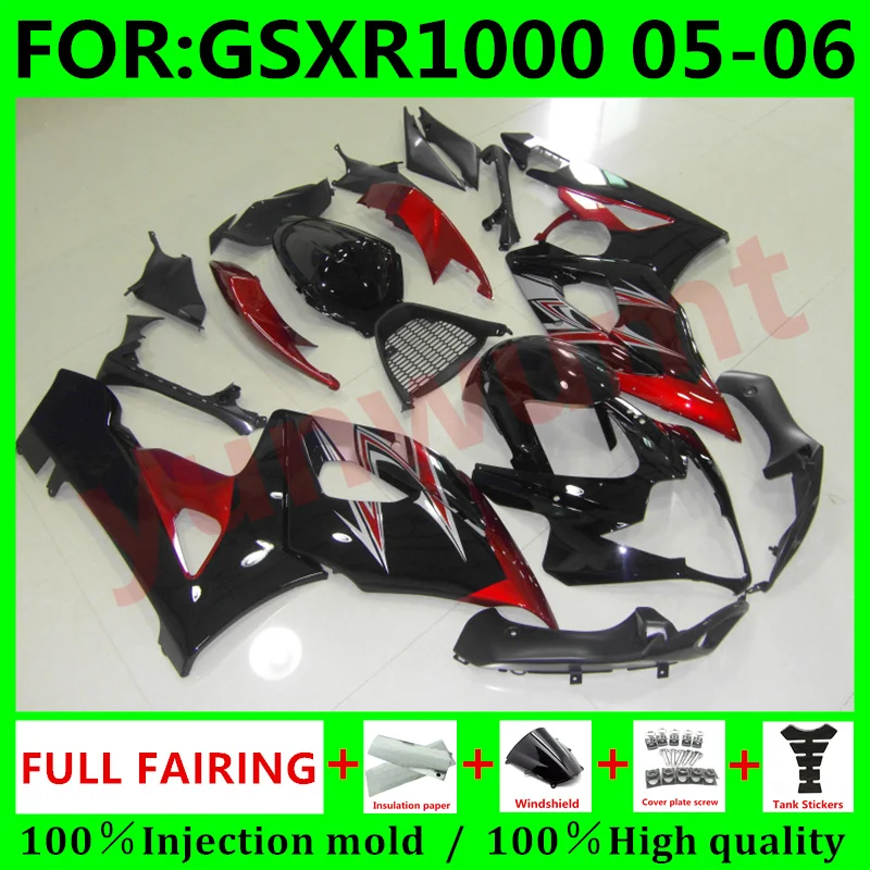 

Обтекатели из АБС-пластика для мотоциклов Suzuki GSXR1000 2005 2006 K5 GSXR 1000 05 GSX-R1000 06 K6, Обтекатели для кузова красного и черного цвета