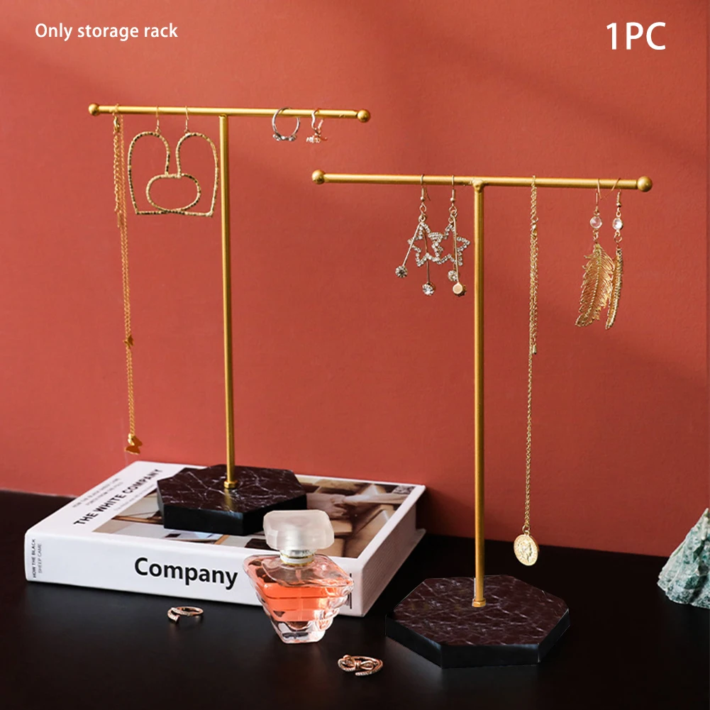 

Bedroom Jewelry Holder Storage Rack Metal T Shape Desktop Organizer Photography Props Stand Bracelets Necklace Earring Display