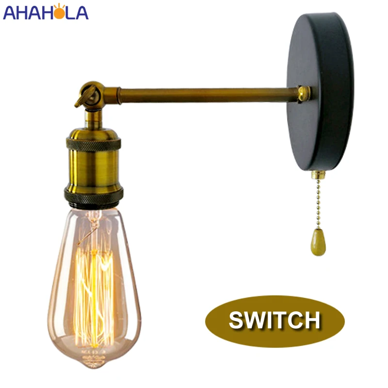 Винтажный Черный светодиодный настенный светильник 110 В 220 перем. Тока E27 белый