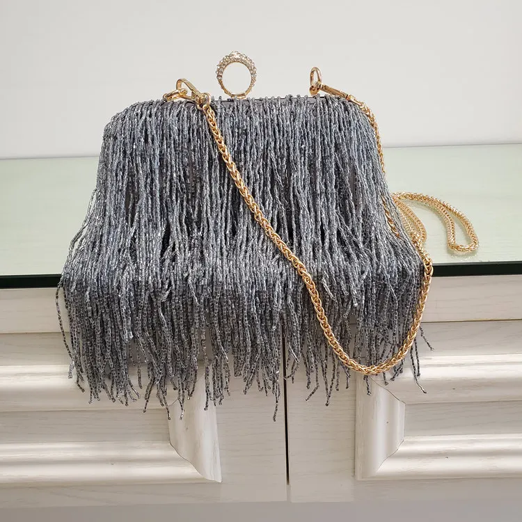 Women Tassel Fashion Ladies Clutch Bag Shoulder Handbags Female Party Wedding Evening Bag For Phone Purse