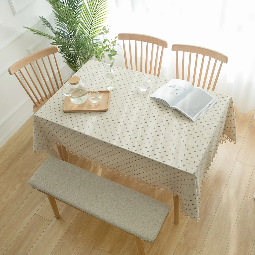 Прямоугольная скатерть из хлопка и льна с цветочным принтом|Скатерти| |