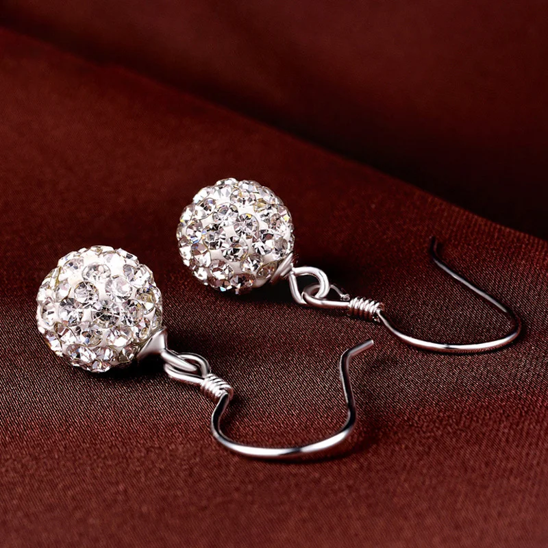 Fashion Delicate Crystal S925 Sterling Silver Drop Dangle Piercing Earrings for Women Female Girl Gift Party | Украшения и