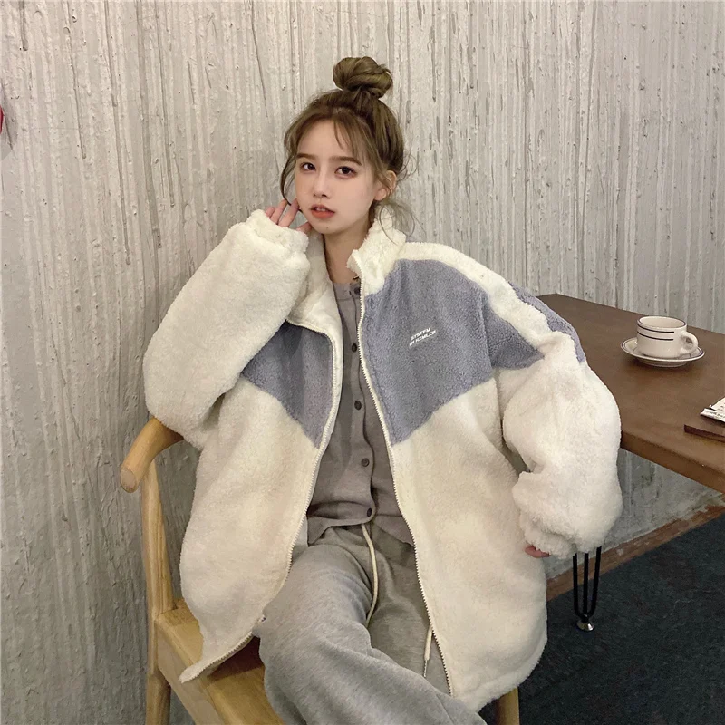 Short Style Parkas Women BF Streetwear Korean Fashion Plus Velvet Warm Elegant All-match Winter Outwear Patchwork Simple Loose