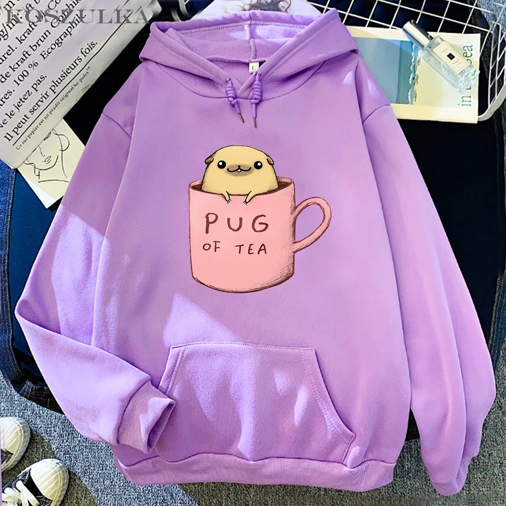 

Cute Pug Dog Graphic Hoodies Harajuku Kawaii Casual Sweatshirts Women Streetwear Cartoon Kawaii Hoody