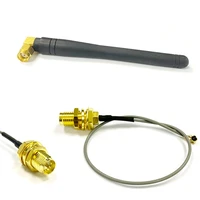 2 4ghz wifi antenna 3dbi bluetooth module aerial rp sma male right angle 1 rp sma female to u flipx connector cable 15cm