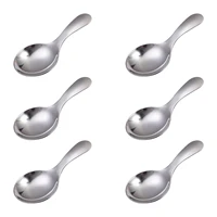 6pcs stainless steel small round spoon stainless steel yogurt for cake elegant home soup round dessert spoon ice cream