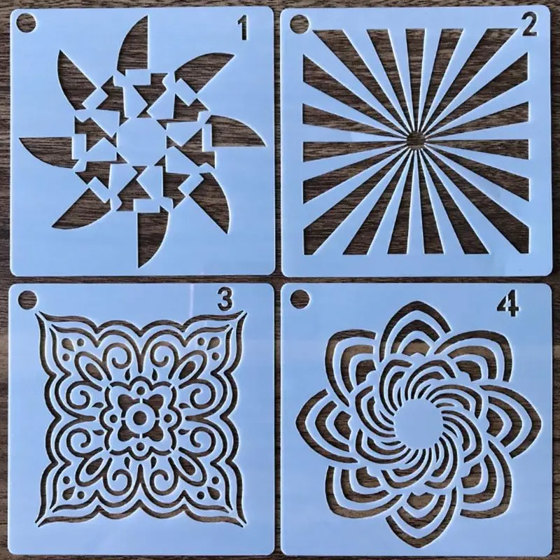 

36/56pcs Mandala Stencils DIY Drawing Template Wall Painting for Tiles Rock Scrapbooking Decor 9x9cm