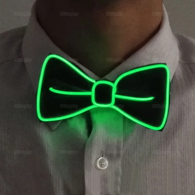 green bow Танцор джаза сувениры проволочная светящаяся полоска Кепка джентльмена привлекательная сумасшедшая Светодиодная лента неоновая шляпа как вечерние подарки на Рождество - Цвет: green bow