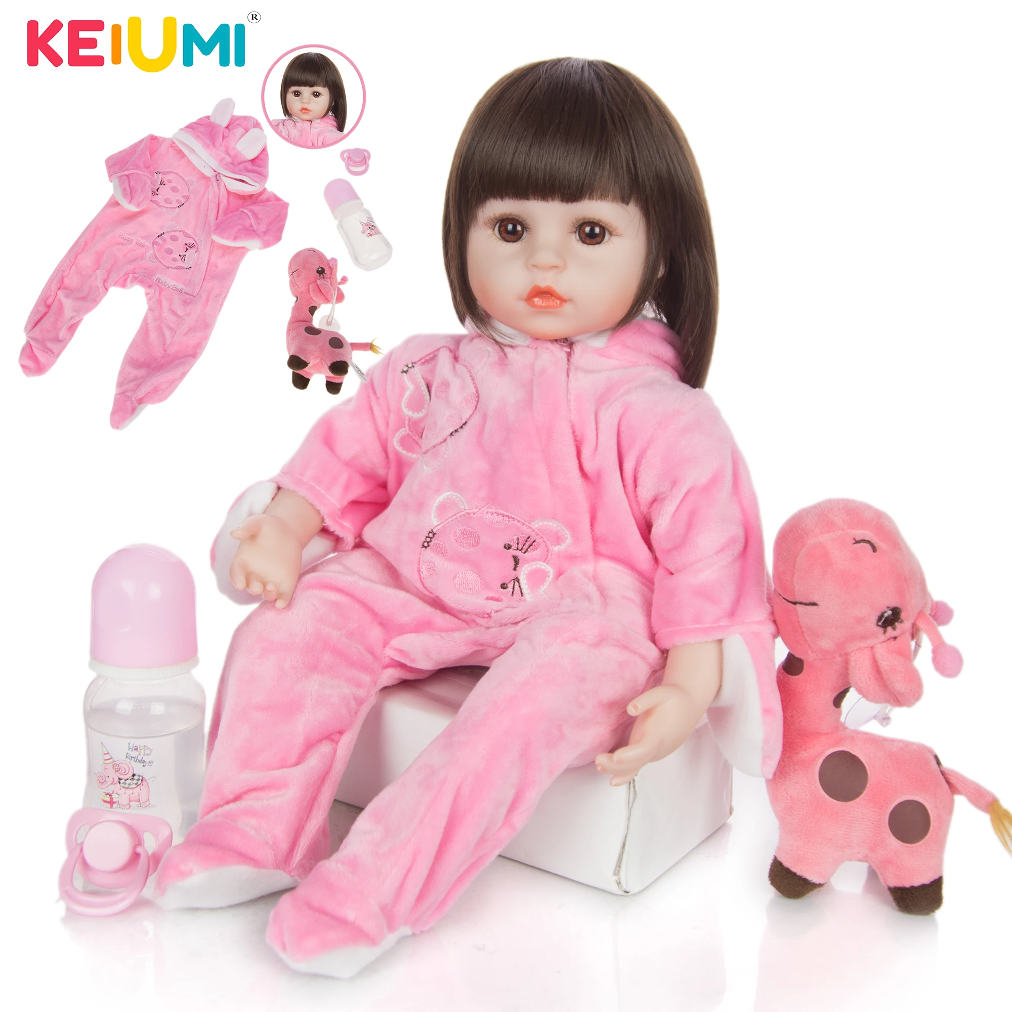 KEIUMI розовый раввин Siameset Реалистичная кукла Reborn Baby ткань боди с розовой