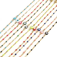 vintage evil eye bracelet for women men hand jewelry colorful enamelled stainless steel link cable chain bracelets anklet gift