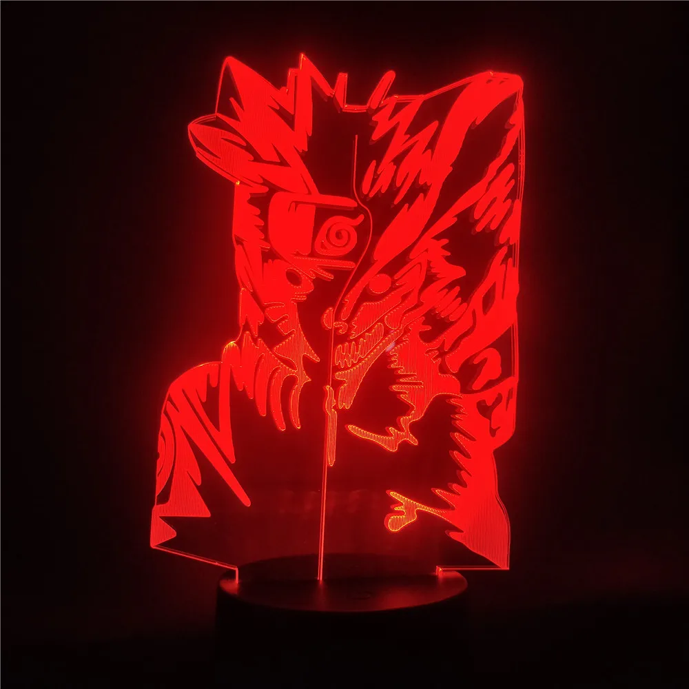 Наруто фигурка Узумаки и Курама светодиодный 3d светильник 7/16 цветов меняющий