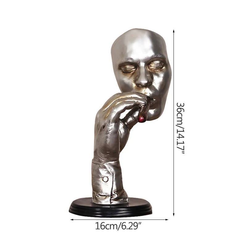 

Old Artwork Smoking Men Sculpture Face Statue Character Resin Figurine Artwork Home Decorations Showcase Photograph Props Gifts