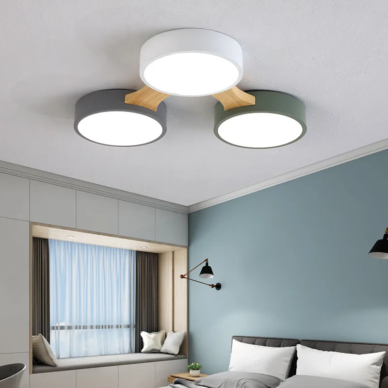 Techo Luz modernas lámparas Led para dormitorio vestíbulo de Casa luz vida lámparas de habitación nórdica luces de techo de madera cocina luces de techo