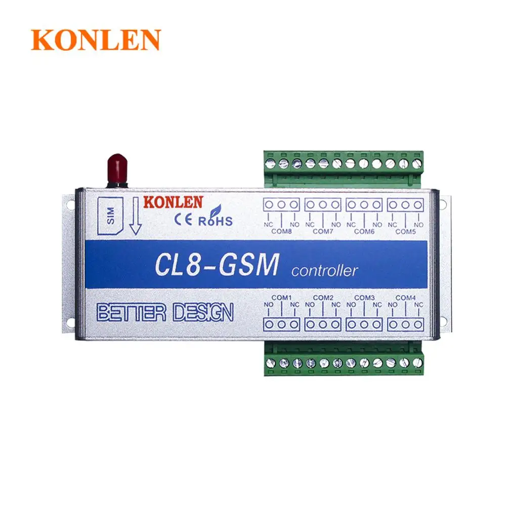 8 Relays Controller KONLEN GSM 8 способ реле Управление; умный дом Мощность переключатель SMS вызова удаленного Управление светильник ворот электронный замок сервер насос - Цвет: 8 Relays Controller