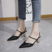 high heel sandals women summer fashion pointed toe heels with ankle strap leather shoes comfort women slippers sandals high heel