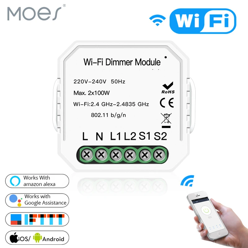 2 банды DIY WiFi Смарт пути света Светодиодный модуль диммера переключатель умный