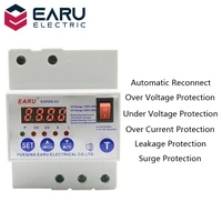63a automatic reconnect circuit breaker with over voltage under voltage over current leakage protection surge protection relay