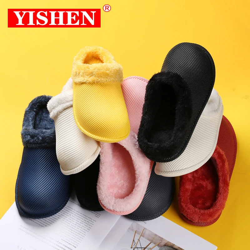 

Сланцы YISHEN мужские/женские зимние, плюшевые, Нескользящие, хлопковые, водонепроницаемые, домашние тапочки для дома
