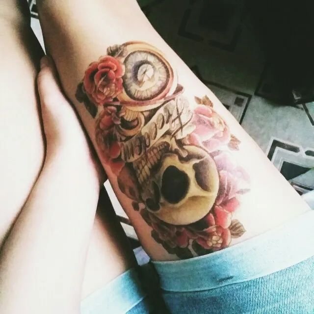 Women Men Sexy 3D Arm Stickers Sleeve Body Shoulder Tattoos Waterproof Punk Skull Temporary Tattoo New Arrival | Красота и здоровье