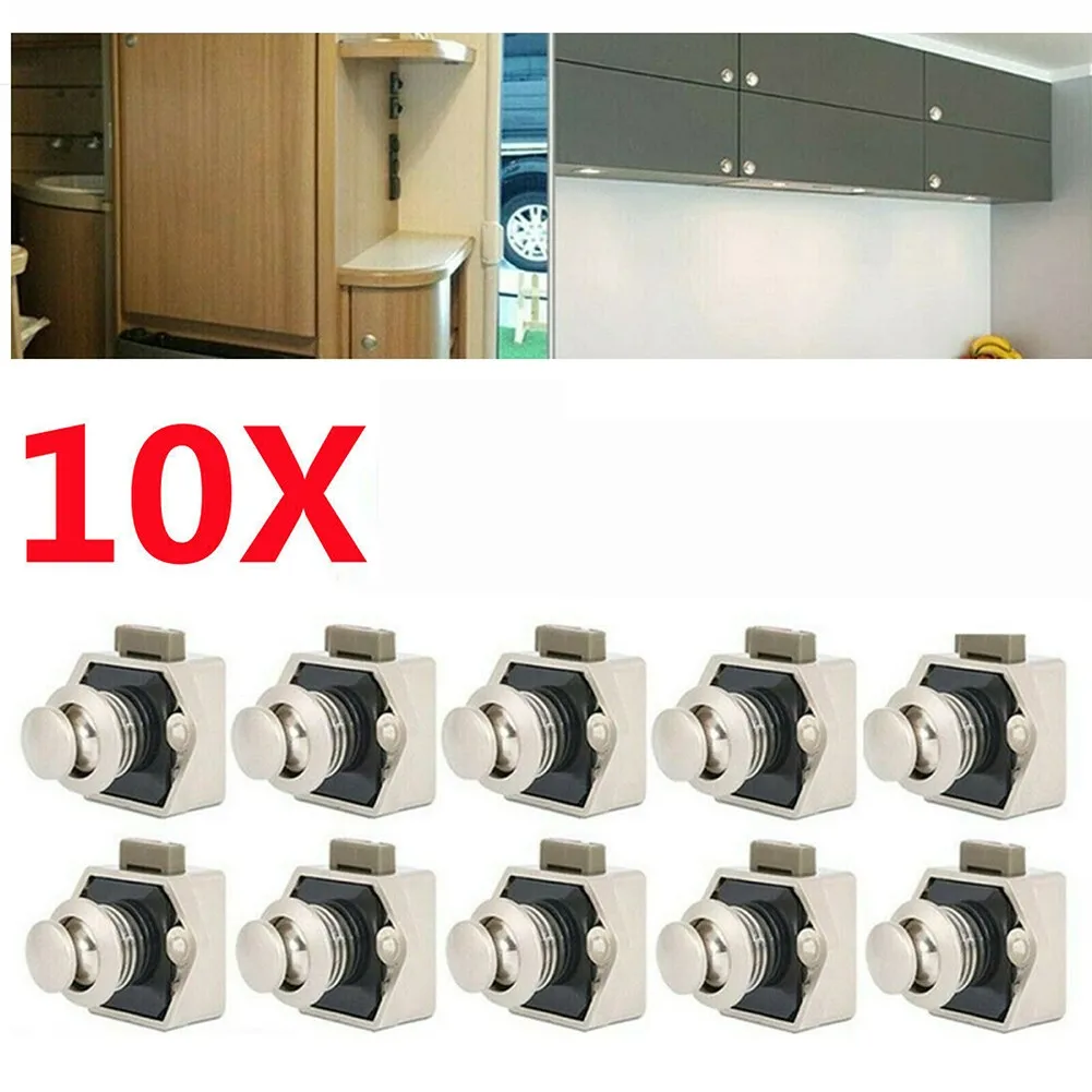 

10PCS Universal Push Button Catch Lock Latch Knob For Drawer Cupboard Door Cabinet Campervan RV Boat Car Accessories