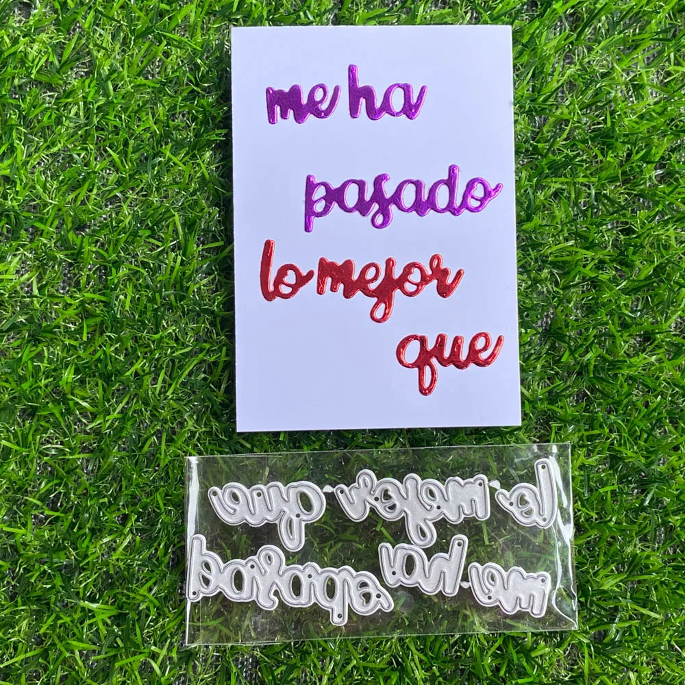 

Spain Letters Words Metal Cutting Dies Mold Scrapbook Embossing Paper Craft Knife Mould Blade Punch Stencil New Arrival