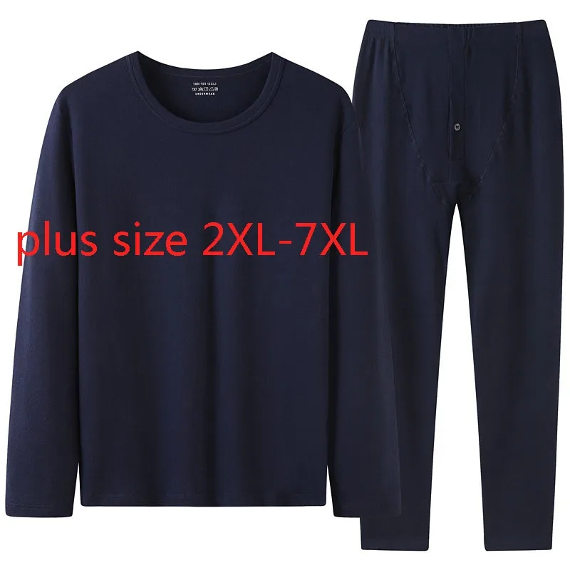 New Arrival Fashion Super Large O-neck Elastic Waist Set Pajamas Thick Autumn Men Plus Size 2XL 3XL 4XL 5XL 6XL 7XL
