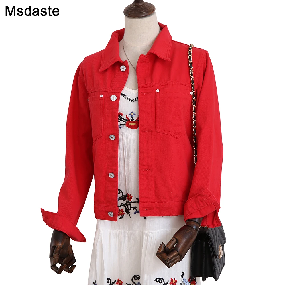 Женская джинсовая куртка 2020 женские длинные джинсовые куртки пальто красного