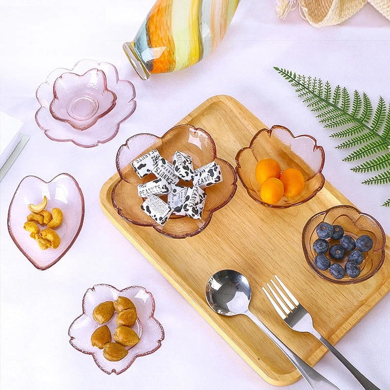 Оригинальность розовые лепестки цвет стеклянная посуда для вкуса Dip блюдо вишни