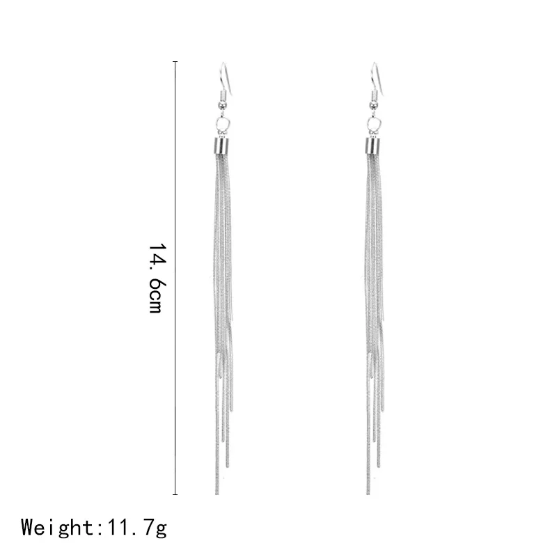 

2020 Women's Earrings New Korean Fashion Metal Tassel Drop Earrings for Women Personality Jewelry Long Bridal Earrings Gifts