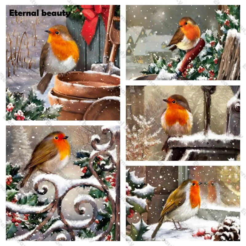 

Diamond Embroidery Animal Diamond Painting Christmas Bird Cross Stitch Kits Diamond Mosaic Winter Home Art Decor New Year's Gift